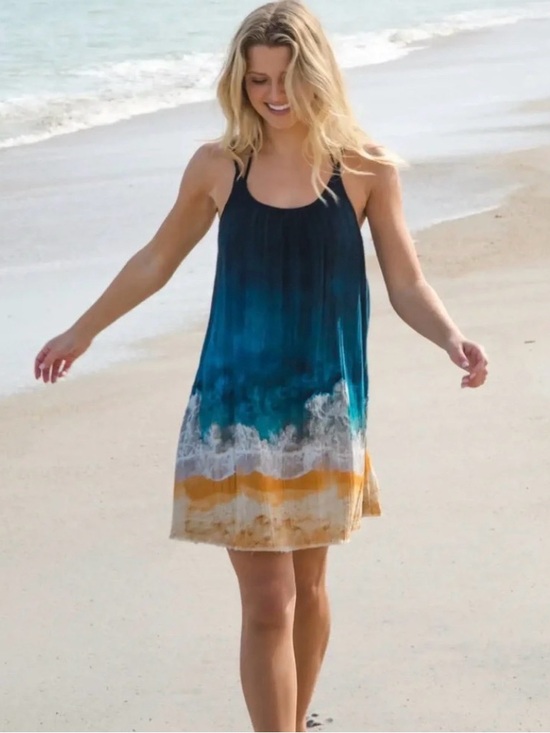 NATURAL LIFE Dresses & Skirts - Natural Life Ocean Vibes-Teal and Navy sundress - XS/S